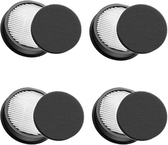 4 Sets VAC01 VAC02 Replacement Filters 4 Main Filter + 4 Sponage Compatible with SMOTURE VAC01 / VAC02 / VC70 Cordless Vacuum Cleaner Accessories Filter