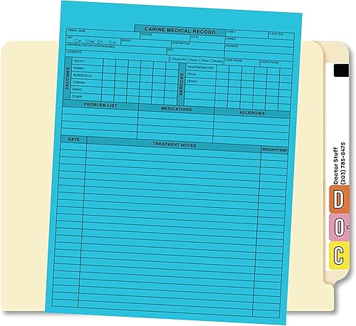 Vista 2 de Doctor Stuff - Formularios de registro médico veterinario canino, tabla veterinaria de 2 caras para perros, registro de vacunación y tratamiento