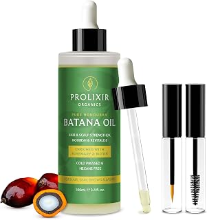 Batana Oil with Organic Rosemary & Biotin – Hair, Eyebrow & Eyelash Growth Serum – Nourishing Oil for Thicker, Fuller-Looking Hair, Brows & Lashes – Strengthens Roots & Conditions Dry Ends
