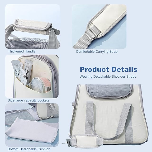 Foto 6 de 7 de PETCUTE Transportín Perro Gato,Plegable Transportín Perro Pequeño con Correa de Hombro Ajustable