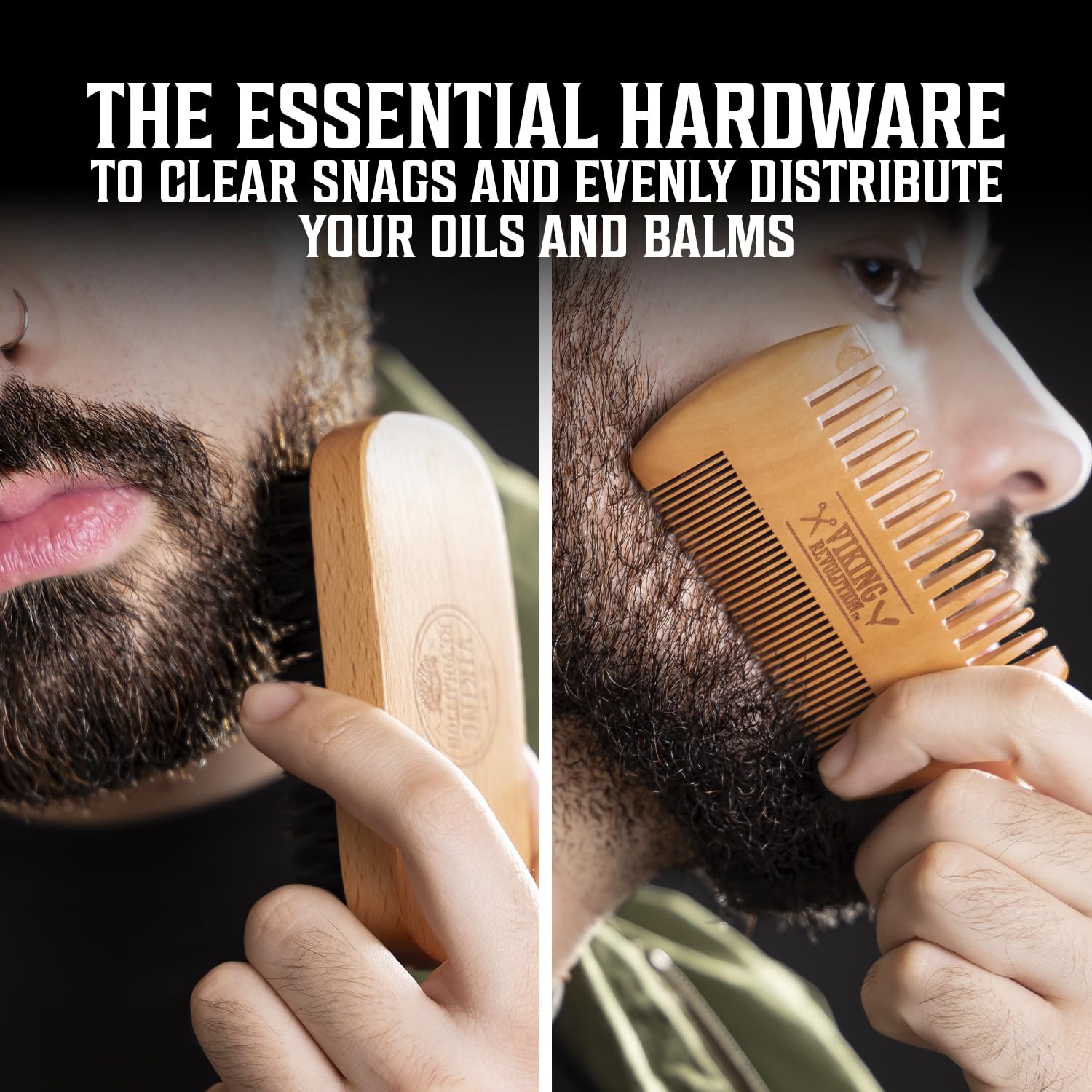 Viking Revolution Ultimate Beard Care Collection - Gifts for Men Includes Oil, Balm, Brush, Comb and Pen - Beard Kit for Men with Sandalwood, Spiced Vanilla, Coffee Whiskey, Sweet Tobacco