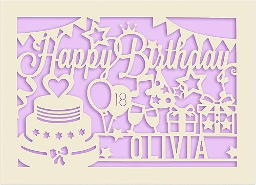 Miniatura 10 de EDSG Tarjeta de cumpleaños personalizada con corte de papel láser, regalo personalizado de cumpleaños, tarjeta terminada a mano, cualquier nombre y