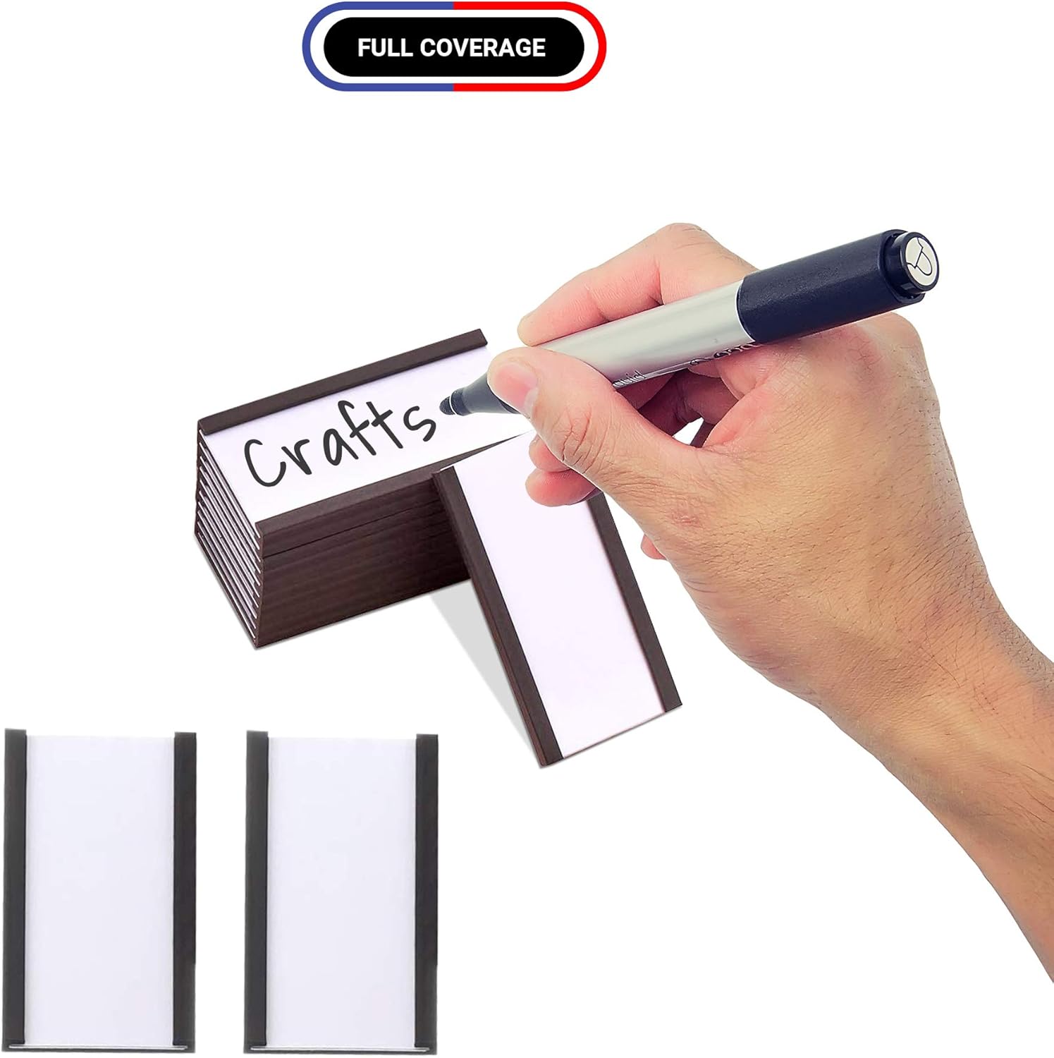 Magnetic Shelf Label Data Card Holders - C Channel - Magnetic Strips with Protective Films - Labels for Shelf Organization -1" x 2" - 100 Pieces