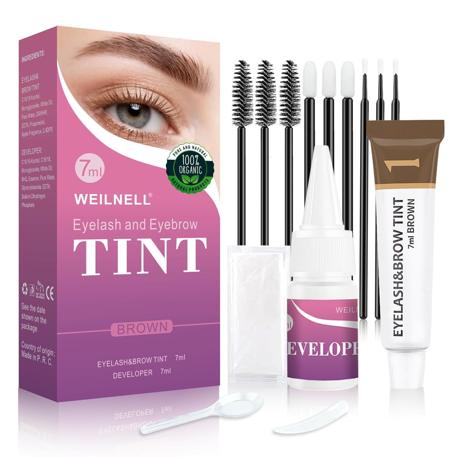 Photo 1 of WEILNELL Eyelash & Eyebrow Color Kit, Soft Brown