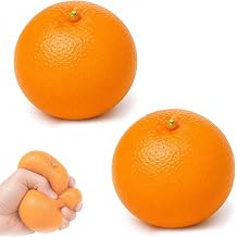 Crunchy Orange Squishy,Realistic Fruit Squeeze Stress Ball,Fast Rebound Scented Simulation Fruit Fidget Toy for Adults,Loud Crunching Sensory Relief2pcs