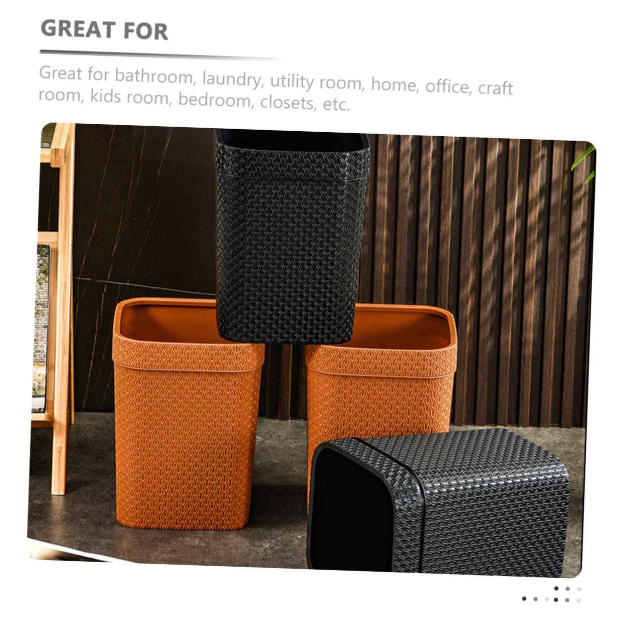 Cabilock Rattan Storage Bucket Trash Can Bathroom Trash Can Office Waste Paper Basket