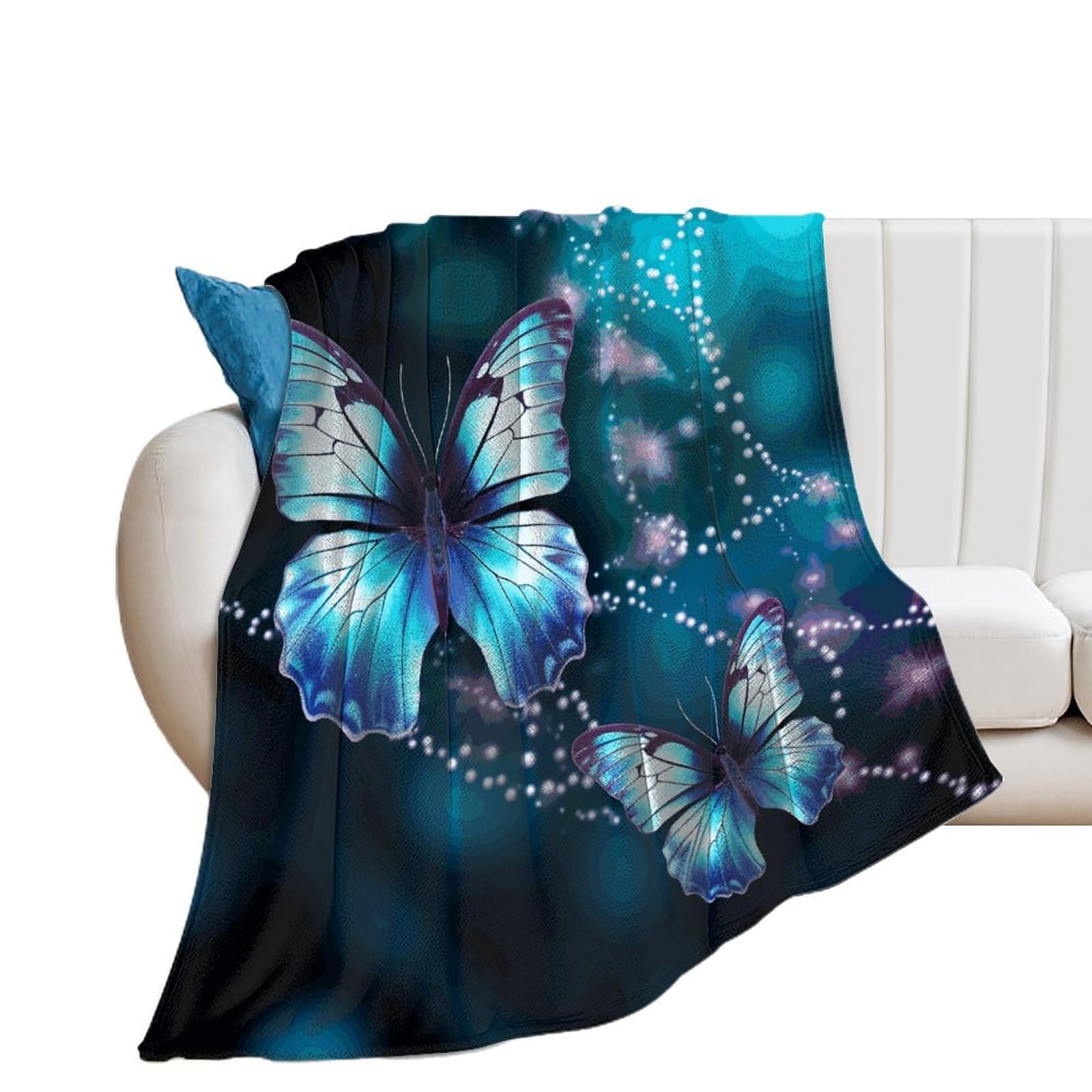 Couverture de luxe en flanelle douce ornée d'un beau papillon pour lit moderne
