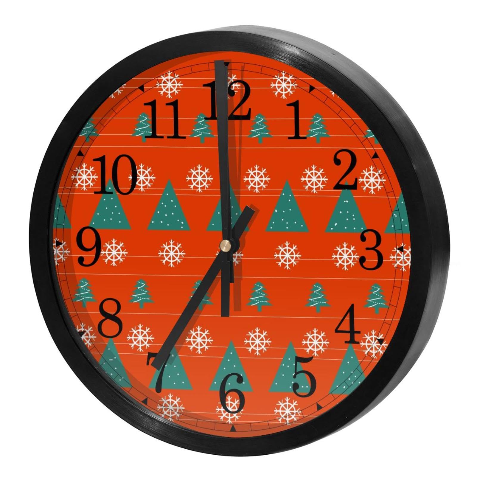 Horloge murale ronde pour maison et cuisine à piles Sapin de vacances
