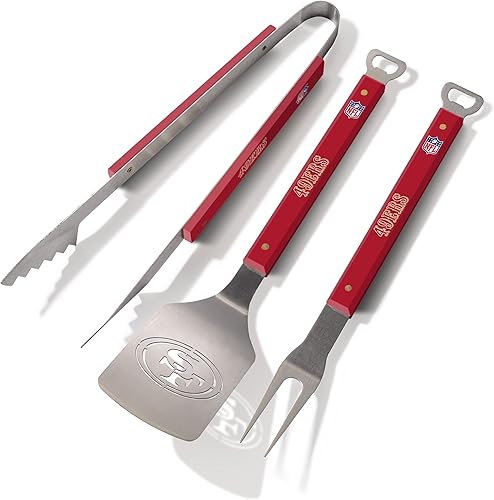 Miniatura 6 de YouTheFan NFL Spirit Series - Juego de utensilios de parrilla para barbacoa, 3 piezas Sportula (espátula) de acero inoxidable de 18 pulgadas,