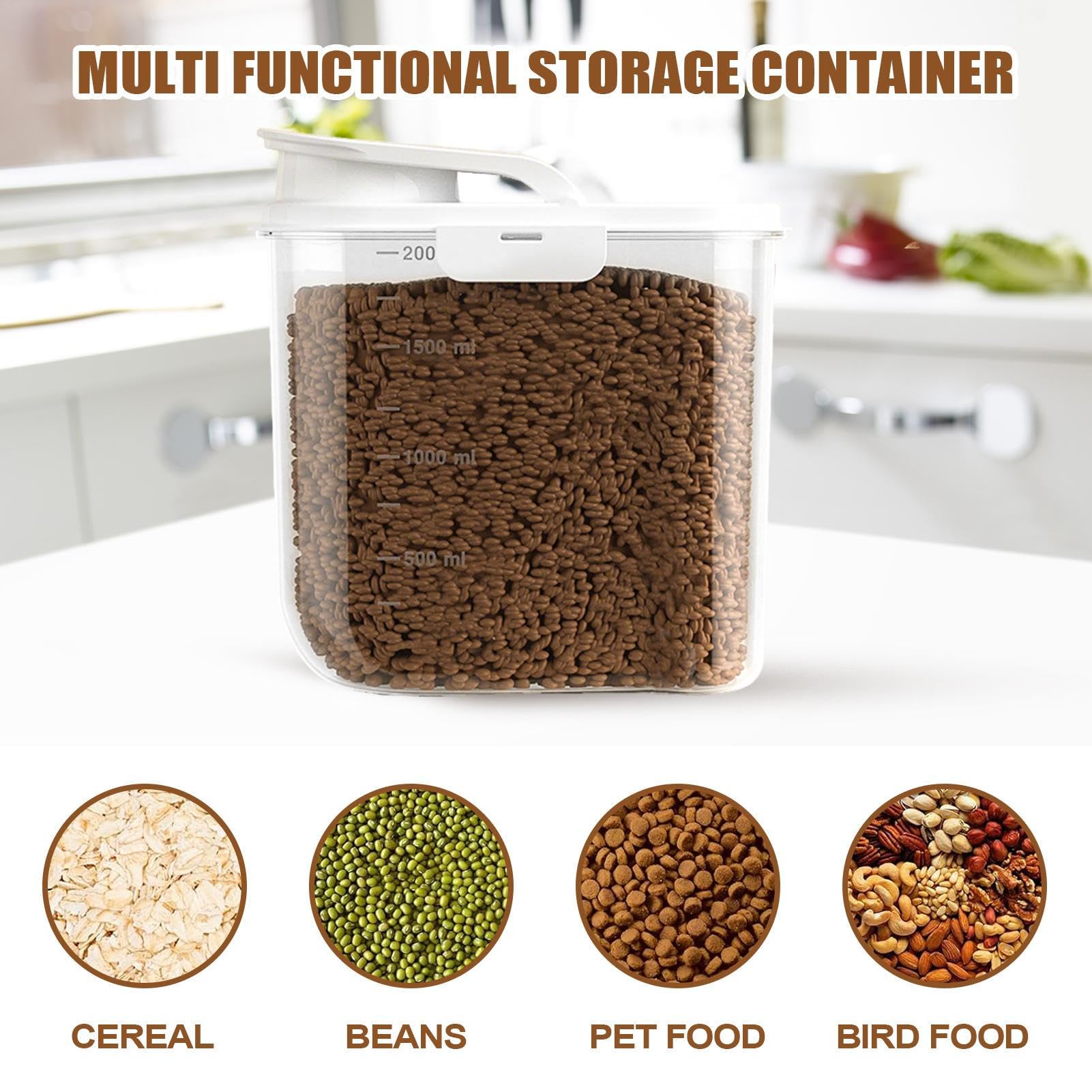 Boîte De Rangement Pour Nourriture De Chat - Récipients pour Croquettes avec Couvercles Étanches | Bac Organisateur 2L Avec Couvercle Pour Garde-Manger Snacks Friandises Pour Chat Riz Céréales