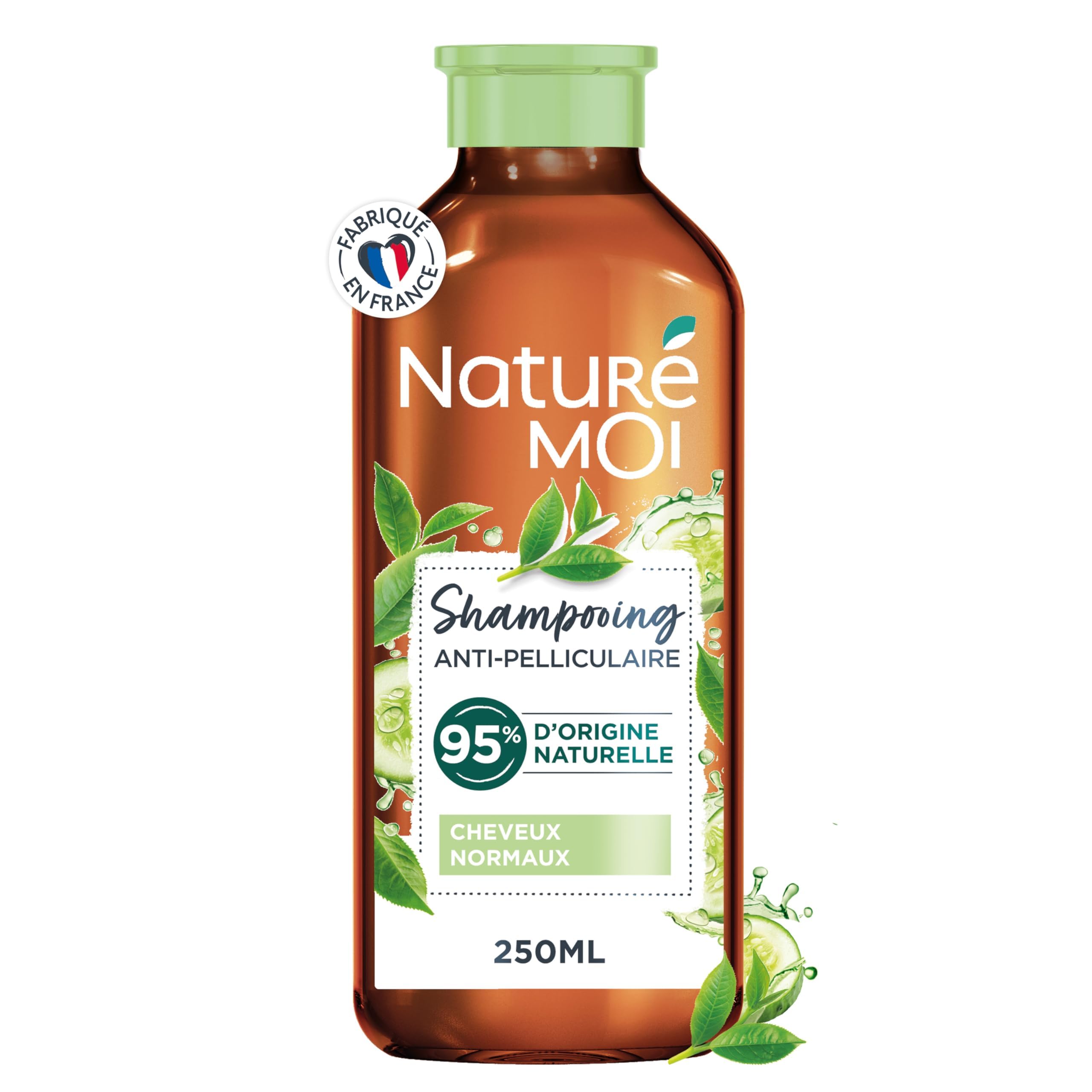 Naturé Moi - Shampoo Antiforfora - Capelli Normali - Shampoo Senza Solfati - Cura Capelli Forfora - Tè, Acqua Di Cetriolo Bio - 95% Di Origine Naturale - 250ml