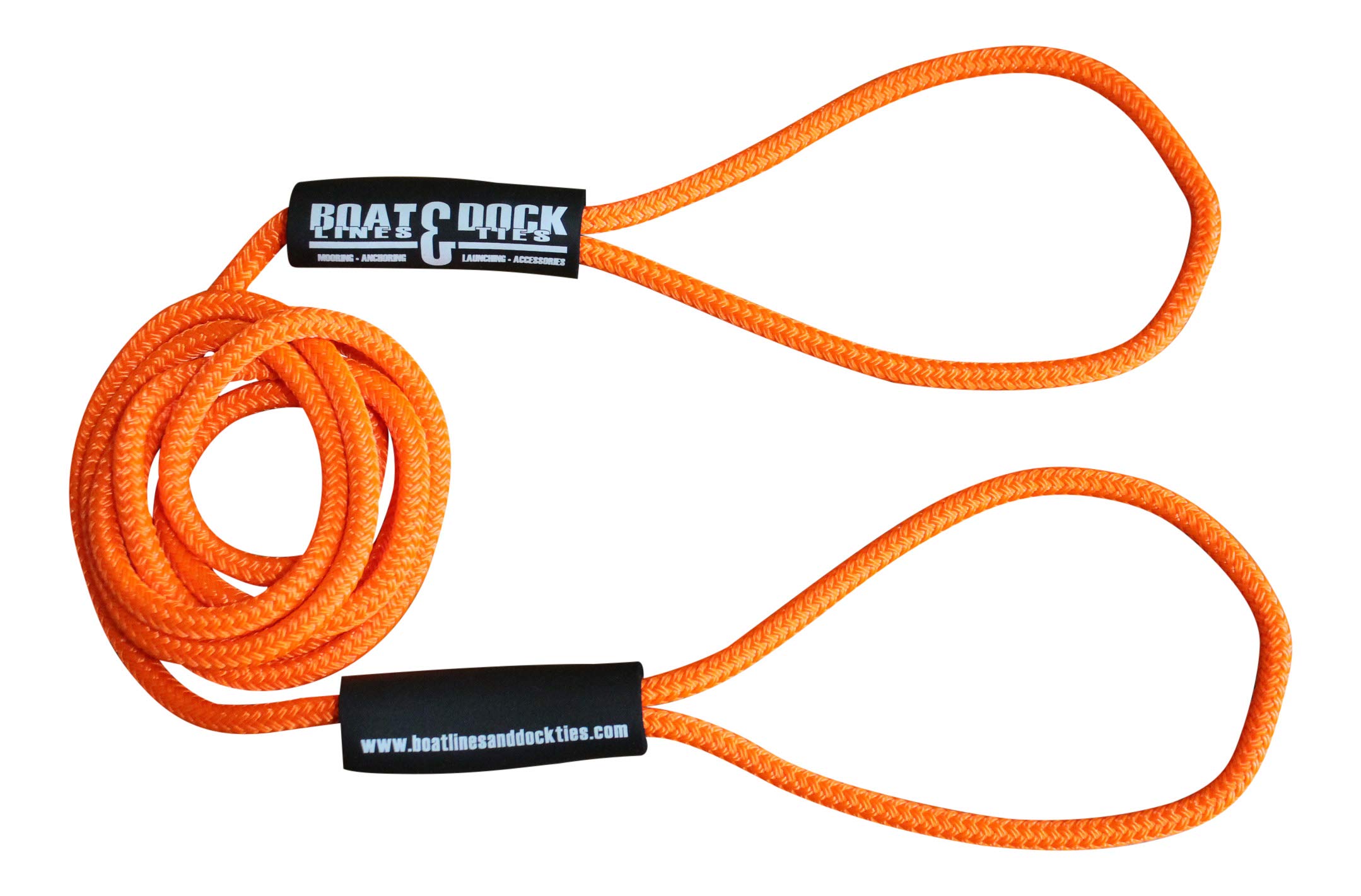 Boat Throw Rope- Double Braided Nylon Rope, Stitched Loops and Floats by Boat Lines and Dock Ties (Orange 2 Loop, 10 feet)