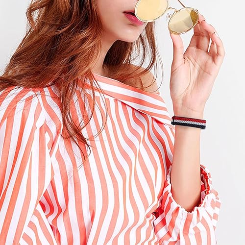 Miniatura 5 de Correa de reloj de nailon elástico ajustable compatible con Fitbit Luxe para mujeres y hombres, correa de repuesto elástica suave para Fitbit Luxe