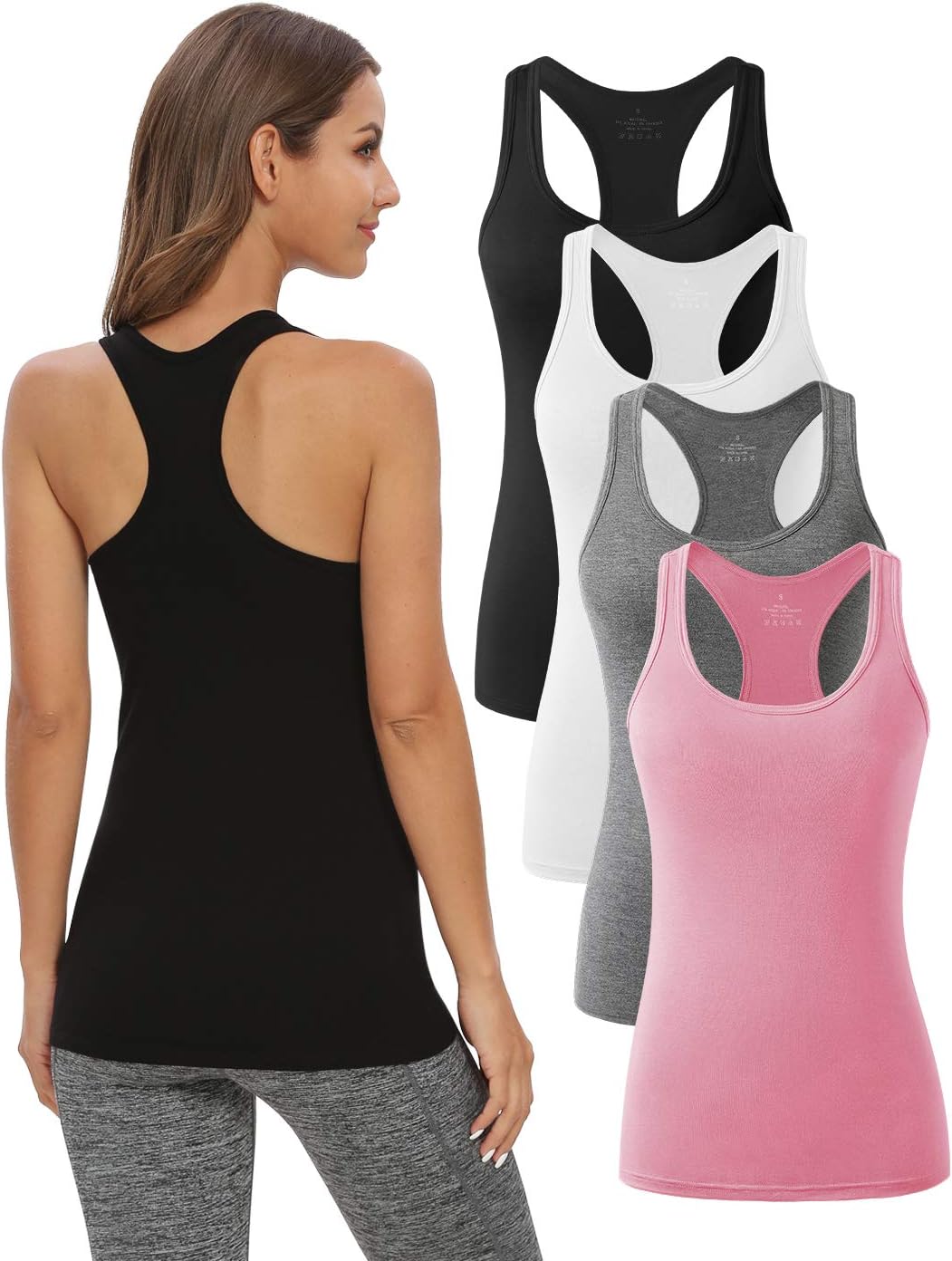 Cosy Pyro Workout Tank Tops for Women Racerback Yoga Tanks Basic Athletic Activewear-4 Packs Cosy Pyro Workout Tank Tops for Women Racerback Yoga Tanks Basic Athletic Activewear-4 Packs