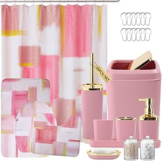 Bathroom Set - Pink and Gold Bathroom Accessories Set, Bathroom Sets wit...