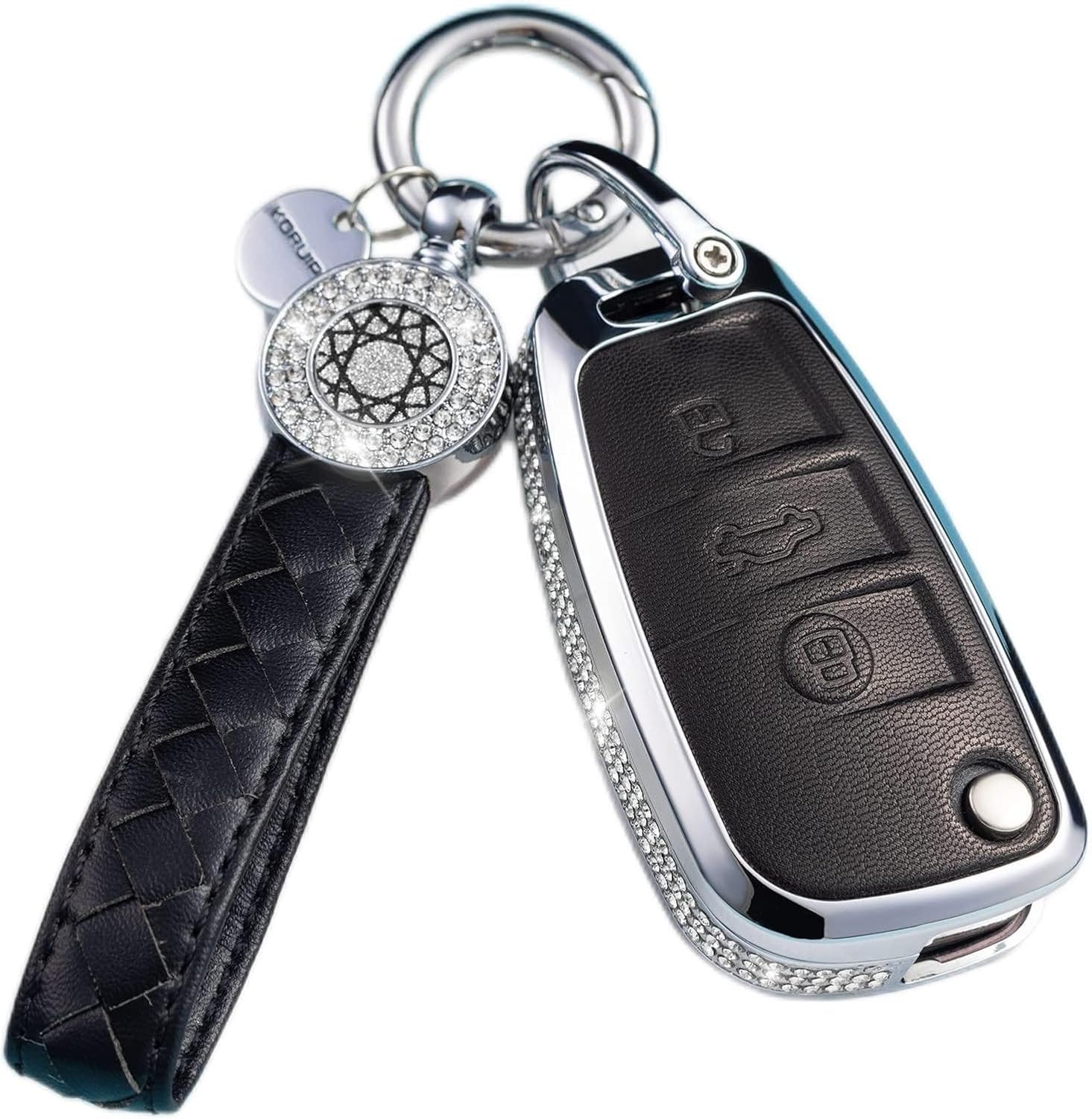 AIEIJJH Silicone Key Fob Cover with Detachable Keychain for Audi Car Protection, Model 4(black)