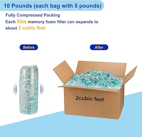 Miniatura 2 de uxcell Relleno de espuma viscoelástica triturada, 10 libras de espuma para puf, cojines, sofás, almohadas y más, multicolor