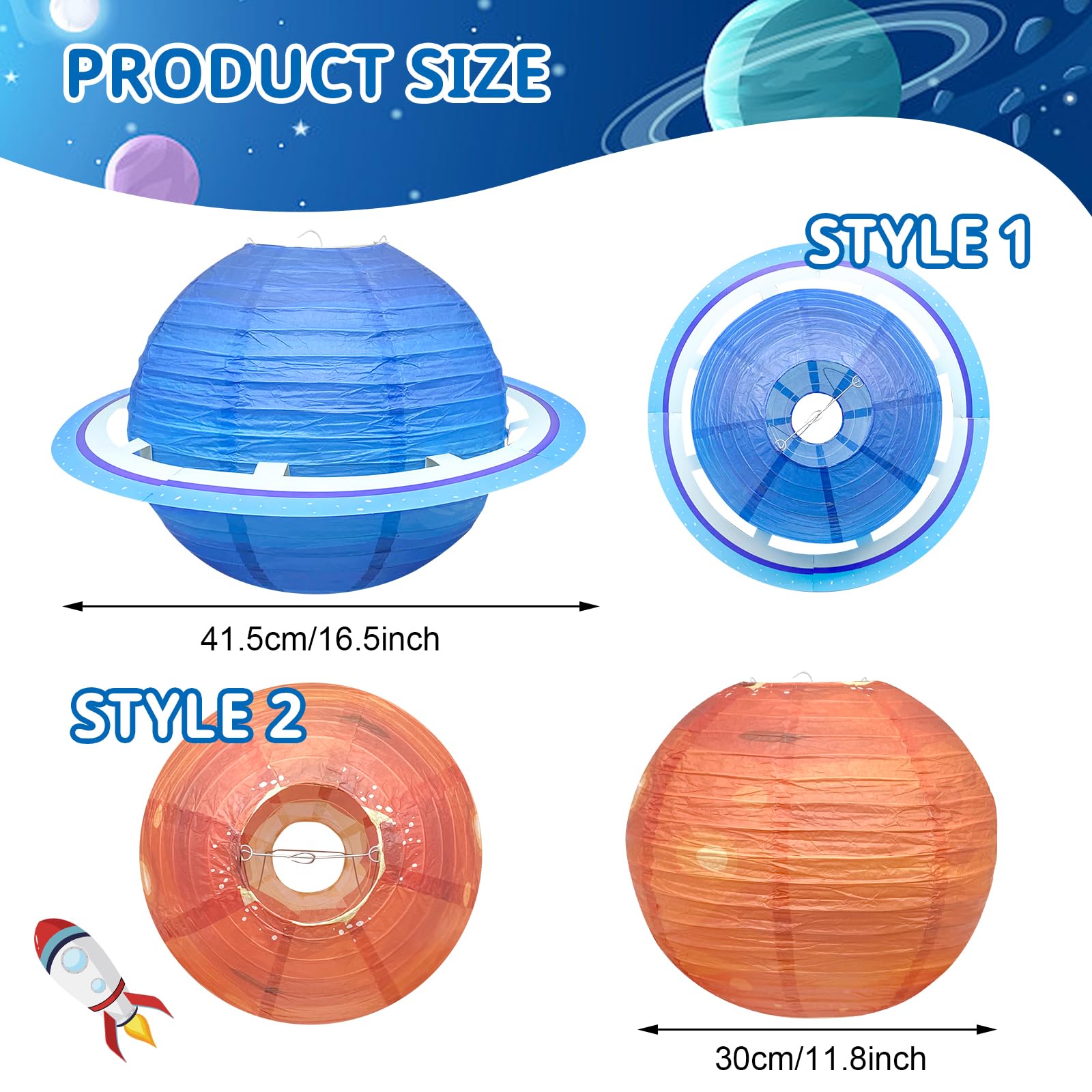Lot De 9 Lanternes Papier Système Solaire - 25 Cm, Décor Spatial Pour Chambre Enfant Ou Fête