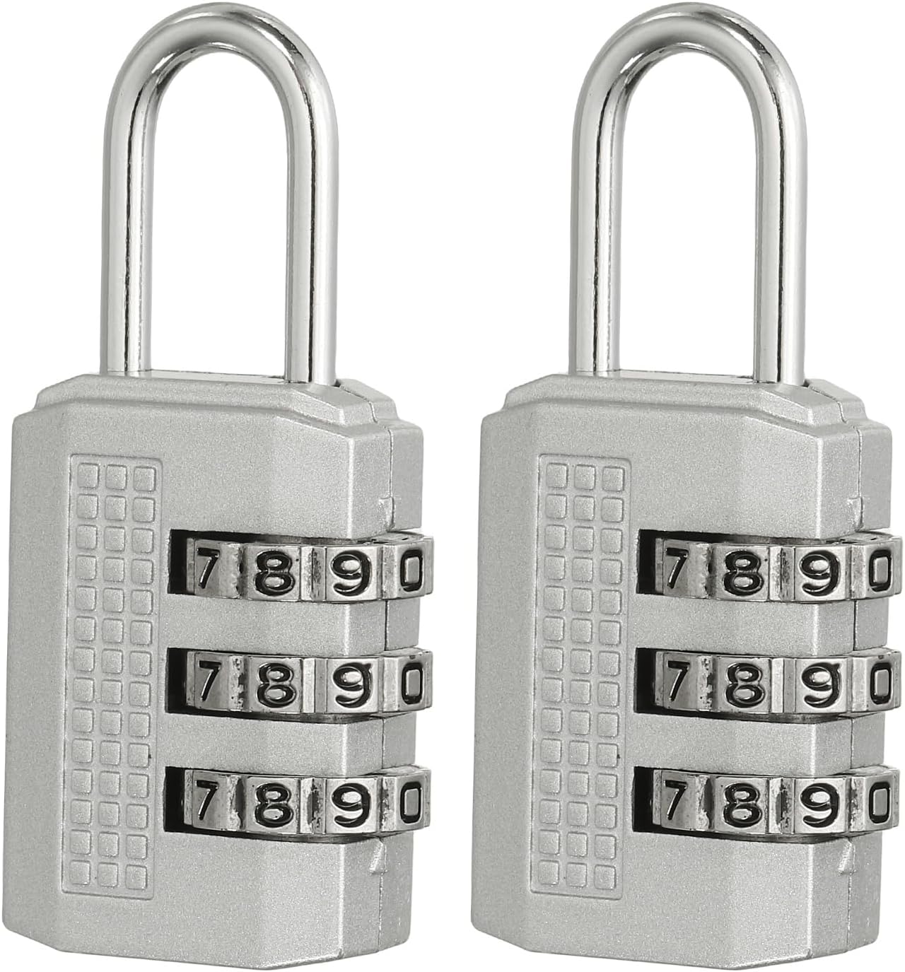PATIKIL Combination Padlock (Small, Silver)(2 Pcs), 3-Digit Combo Padlock Resettable Luggage Locks with 0.12 Inch Shackle, Suit for Gym Locker/Fence/Storage/Toolbox/Cabinets