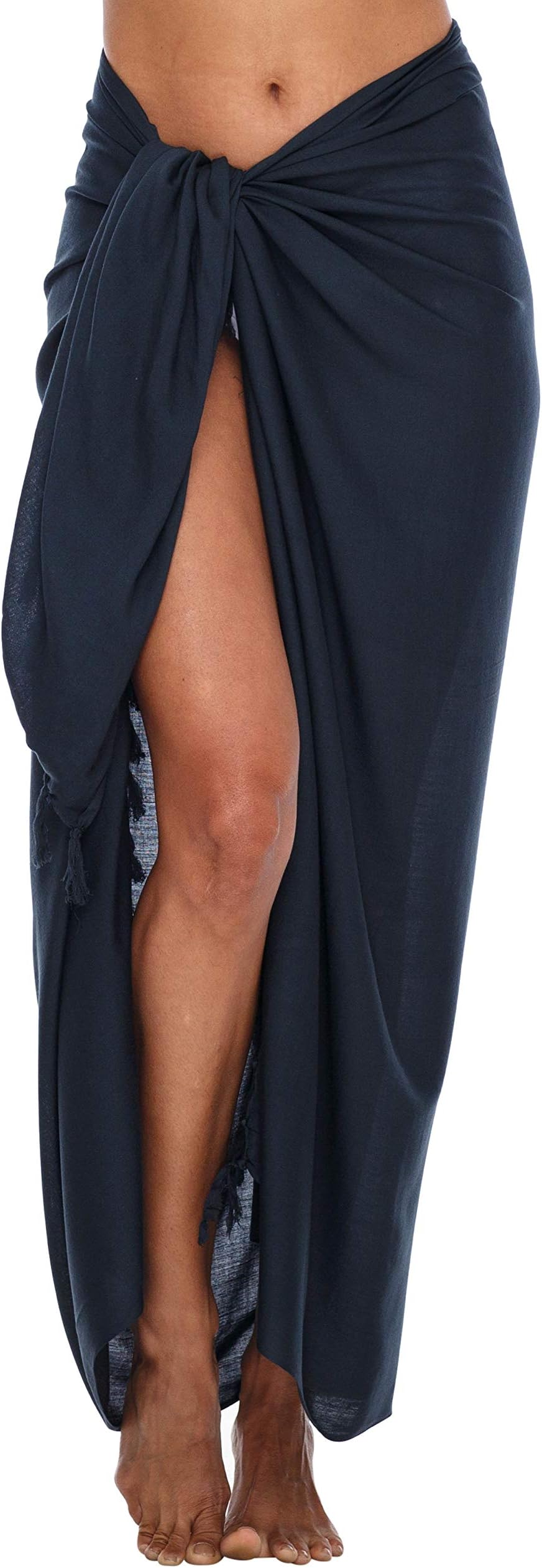 Women's Sarong Swimsuit Coverup Long Pareo Beach Wrap with Coconut Clip