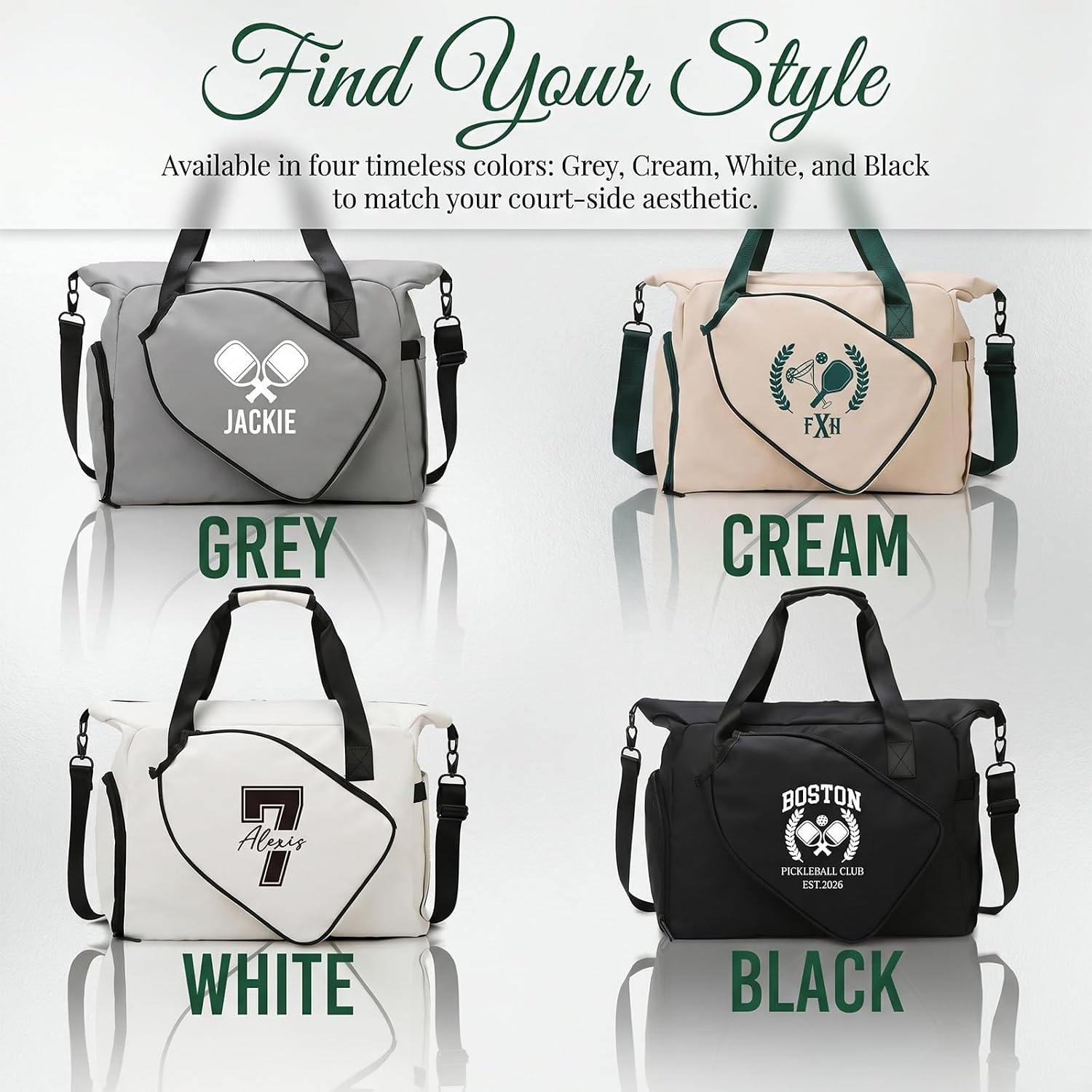 Personalized Pickleball Bag for Women Men, Cutsom Text and Logo, Pickleball Bag with Shoe Compartment & Adjustable Shoulder Strap, Gifts for Pickleball Lovers, Pickleball Gifts for Women, Mom