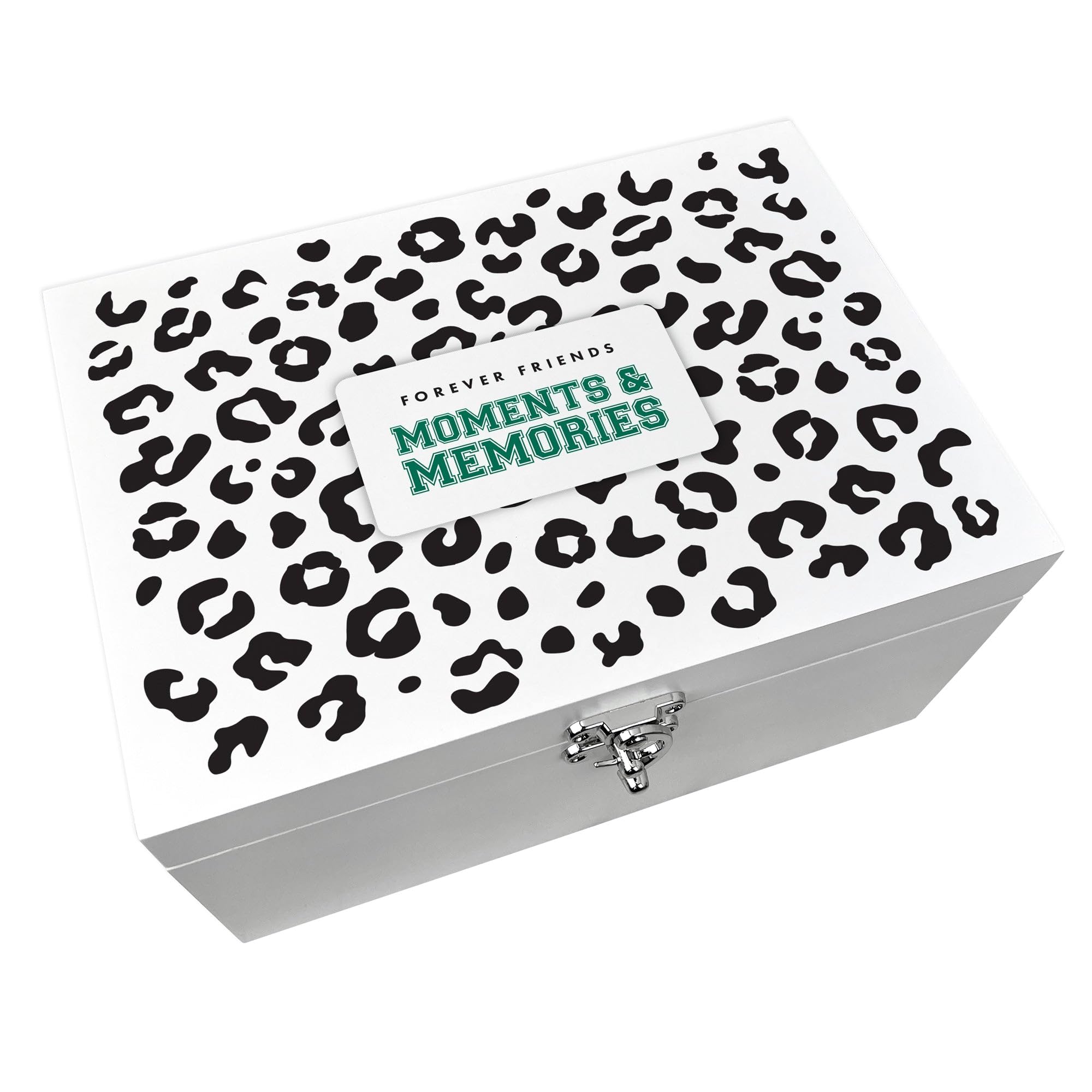 Caja de recuerdos personalizada de madera blanca con estampado de leopardo | Almacenamiento de recuerdos y momentos personalizados | Regalo de cumpleaños, dama de honor o graduación para ella |