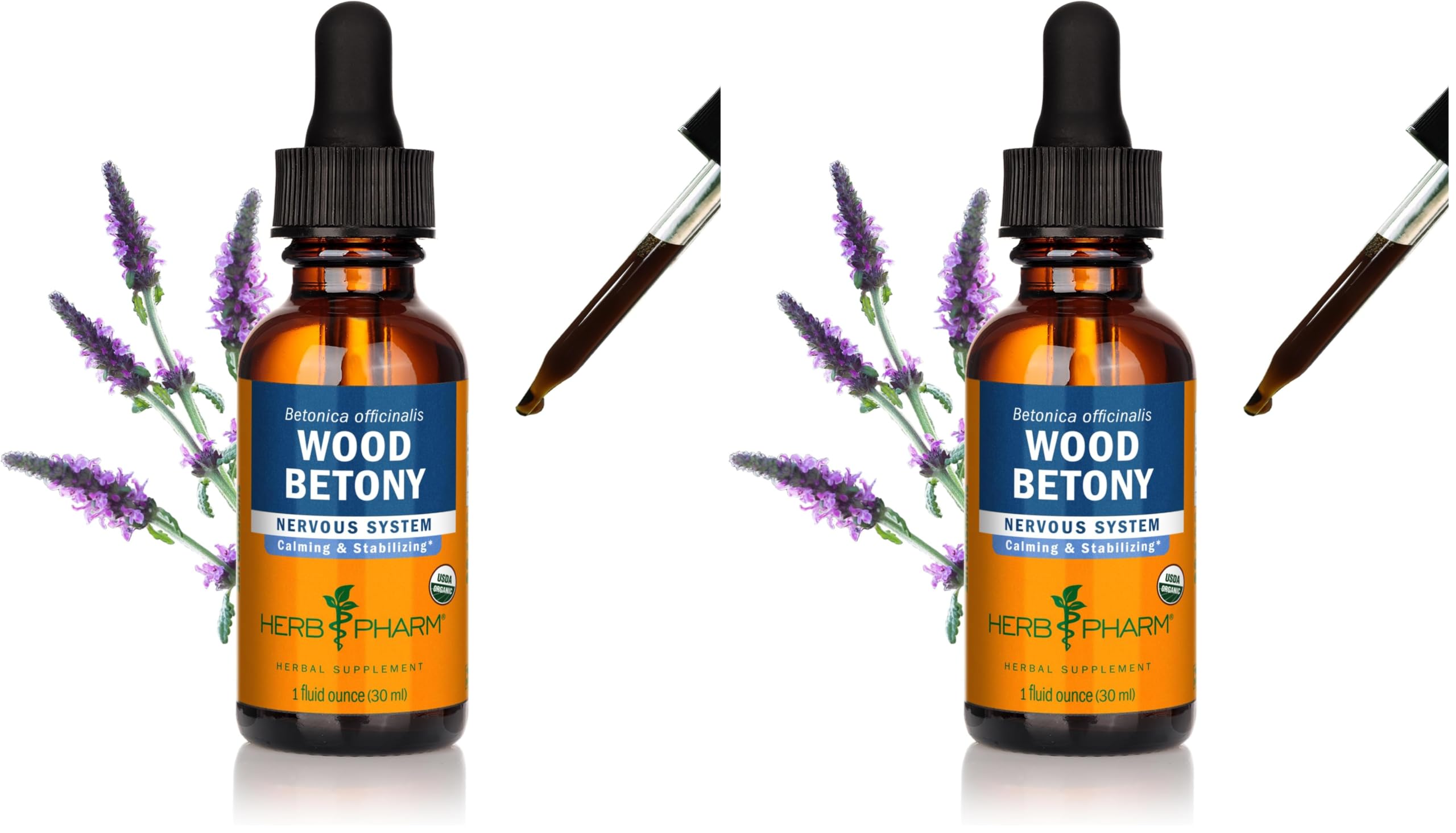 Herb Pharm Extrato líquido de betônia-dos-bosques orgânica certificada, 2 frascos de 30 mL