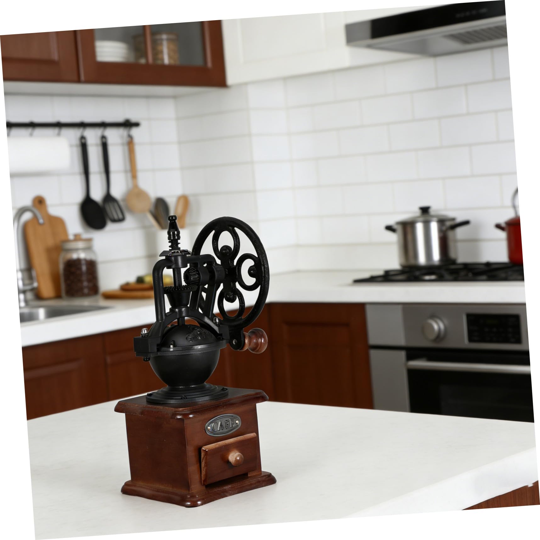 LABRIMP Molinillo de Café Manual Vintage Pequeño para Granos de Café Muelas Cerámicas, Portátil y Desmontable, Adecuado para Espresso y Uso en Cocina o Viajes
