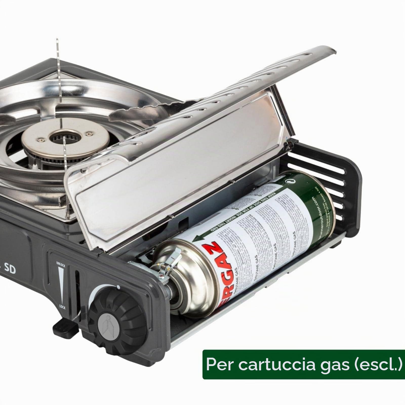 BRUNNER 0708043N Fornello con Termocoppia, Devil SD NG Potenza 2.2 Kw, 30 MBar, con Pratica Valigetta Trasporto