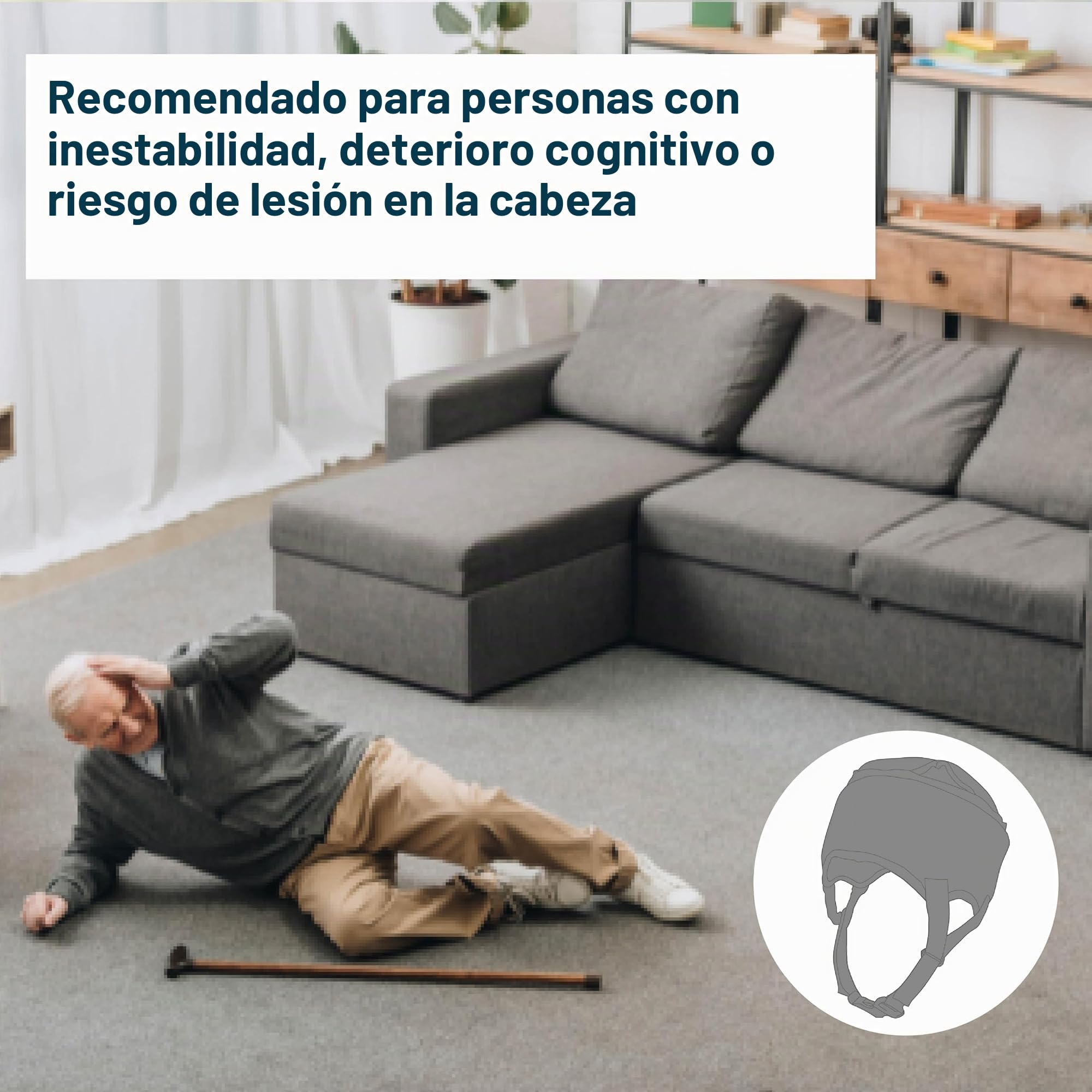 Ubio Casco de Protección Craneal Rojo Tejido Acolchador Transpirable, Protector Cabeza Personas Mayores, Epilepsia, Convulsiones, Niños, Adultos. Arnés de Mentón Ajustable 44-50cm Fabricado en España