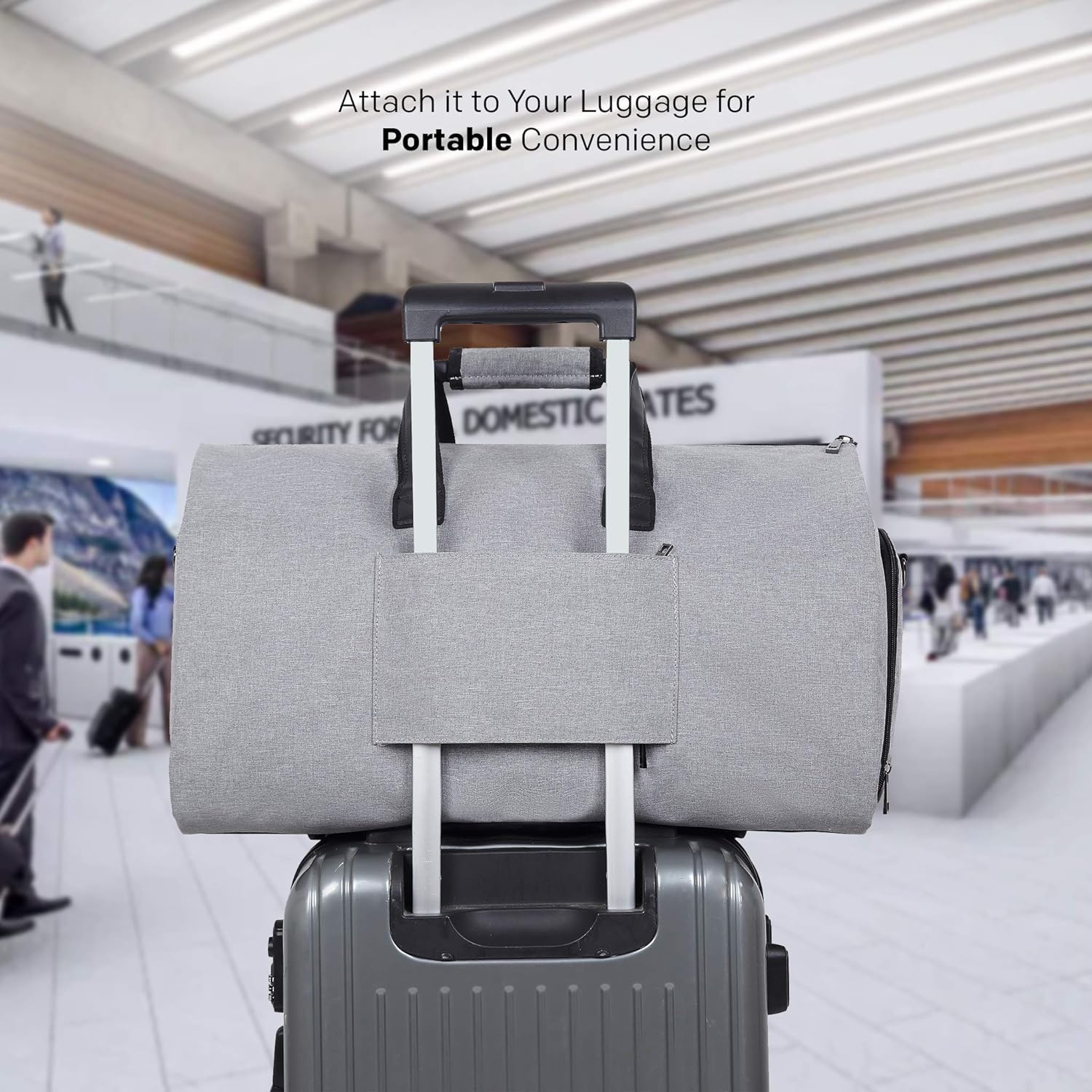 ComfyDegree Bolsas de Viaje Portatrajes de Viaje Portátil, Bolsa de Viaje Plegable Ideal para Negocios Hombres Mujeres, Bolsa de Deporte con Compartimentos para Zapatos y Correa Ajustable (Gris)