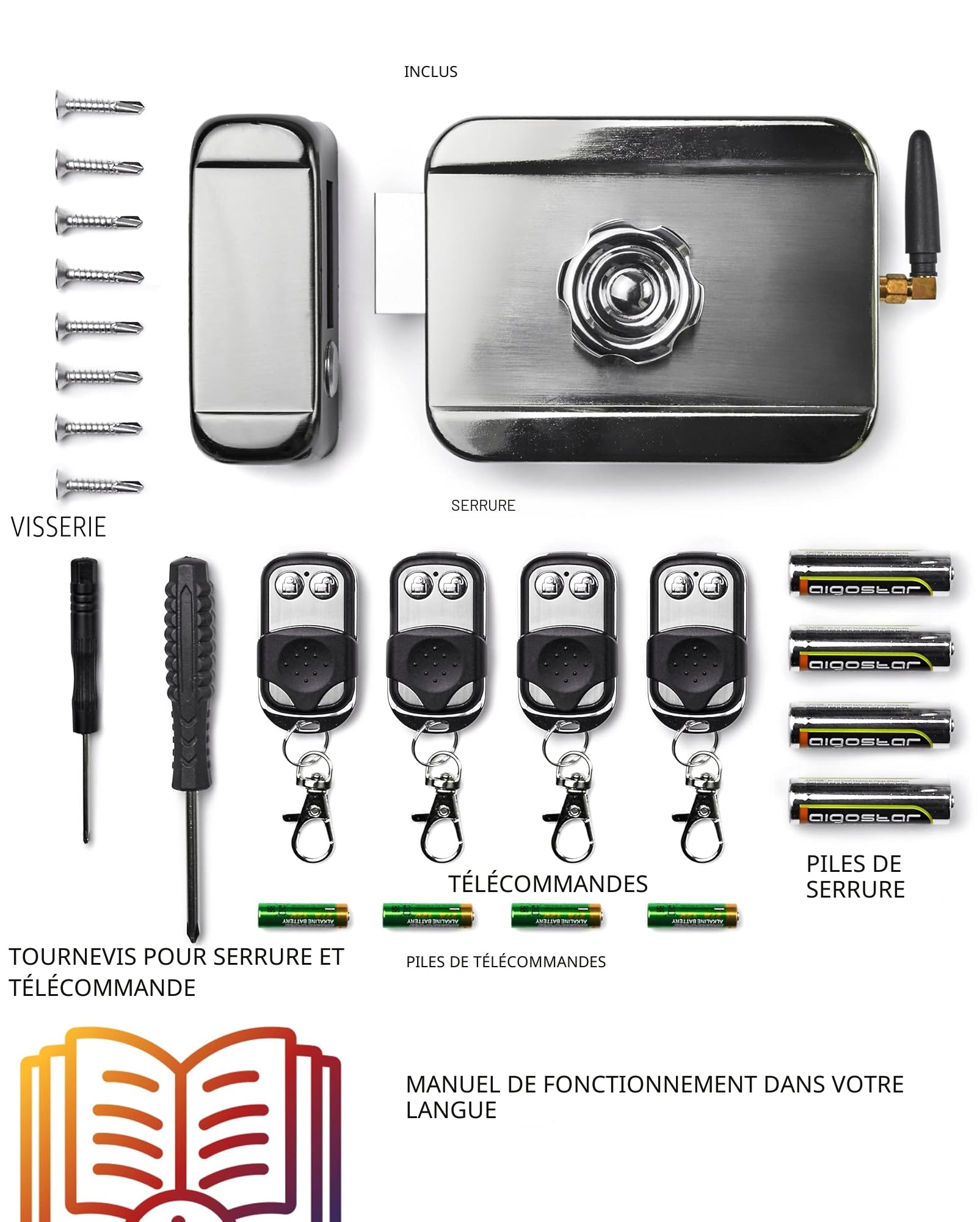 All Home Basics Serrure de porte électronique sans fil avec télécommande - Verrou électrique portail Intelligente de sécurité invisible