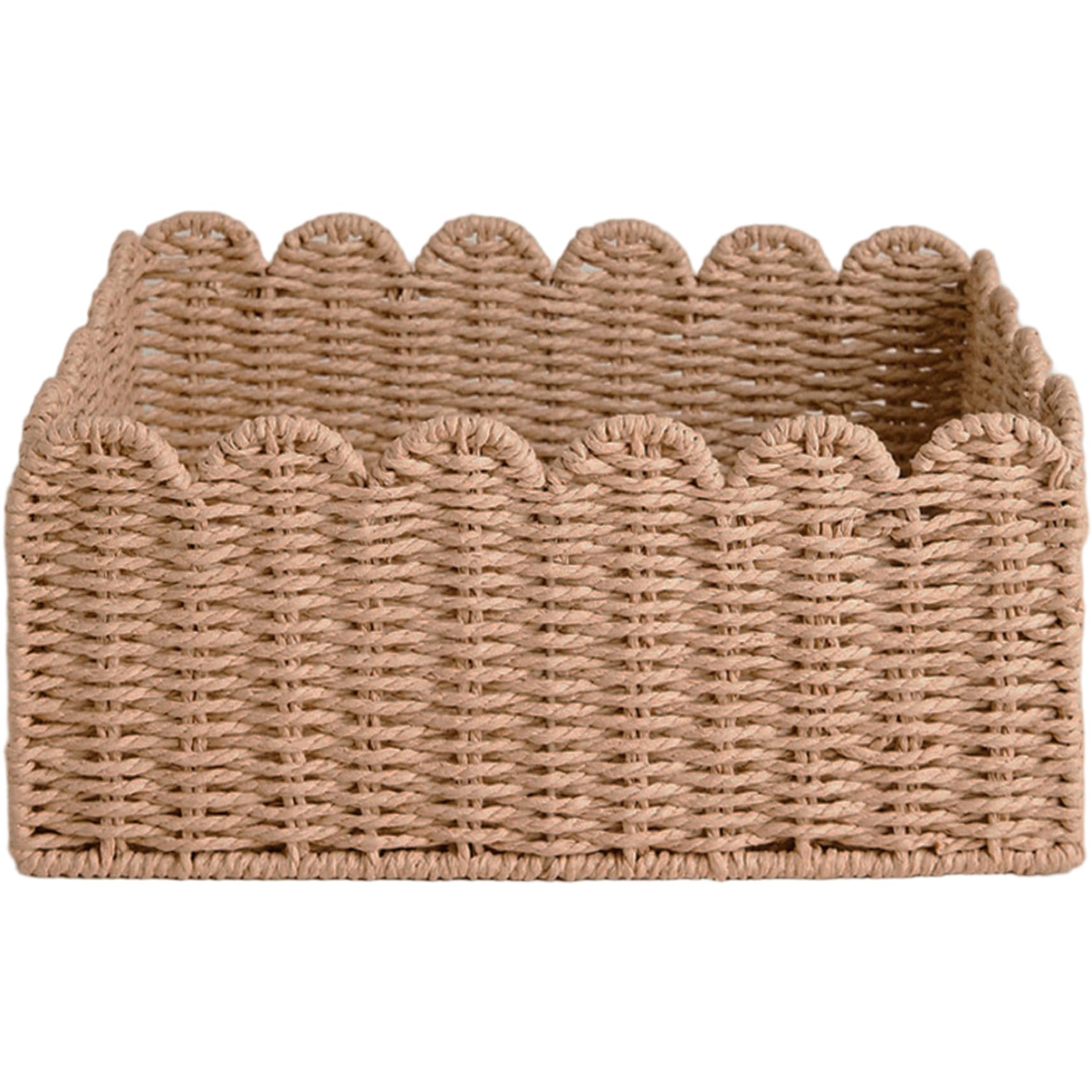 Panier festonné pour salle de bain et cuisine au style naturel
