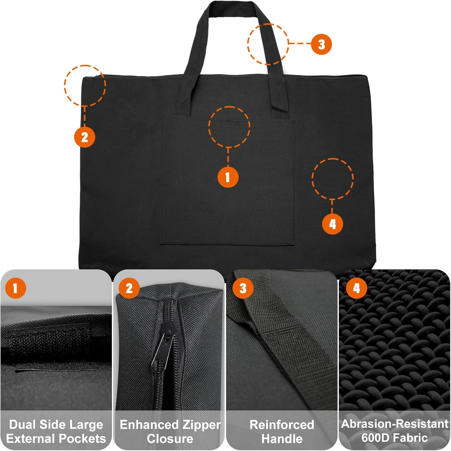 Cupohus Waterproof Art Portfolio Bag 23" x 32" with Outer Pockets and Handle, Student Carrying Storage Bag