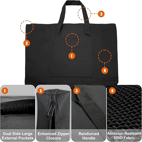 Miniatura 9 de Cupohus Bolsa de arte impermeable de 25 x 37 pulgadas para obras de arte de 24 x 36 pulgadas con bolsillos exteriores y asa, bolsa de almacenamiento