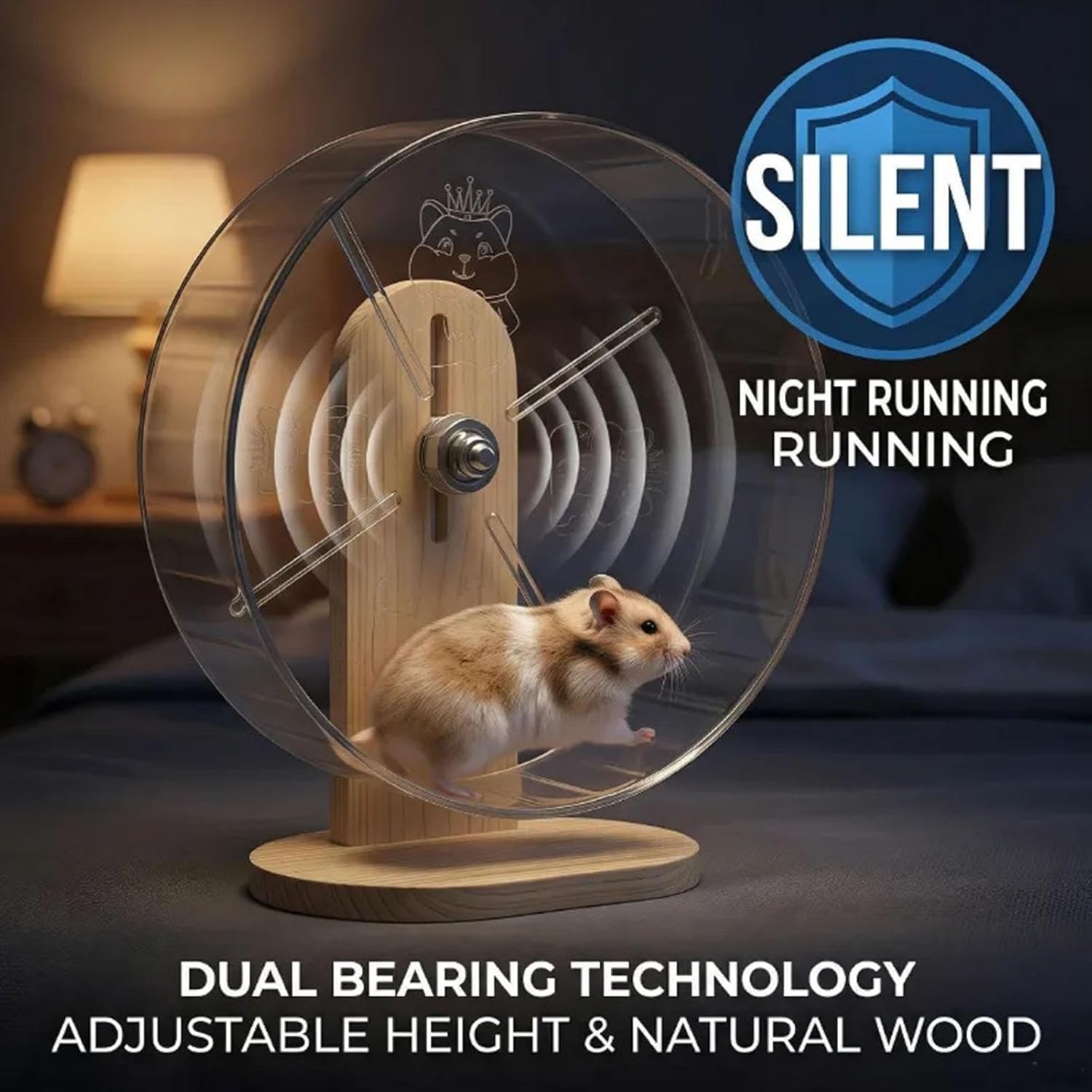 Acrylic Hamster Wheel - Pet Supplies with Stand, Hamster Wheel for Mobility, Activity Enrichment Unit, Fitness Tool with Low Noise, Small Animal Tool for Nocturnal Activity and Muscle Maintenance