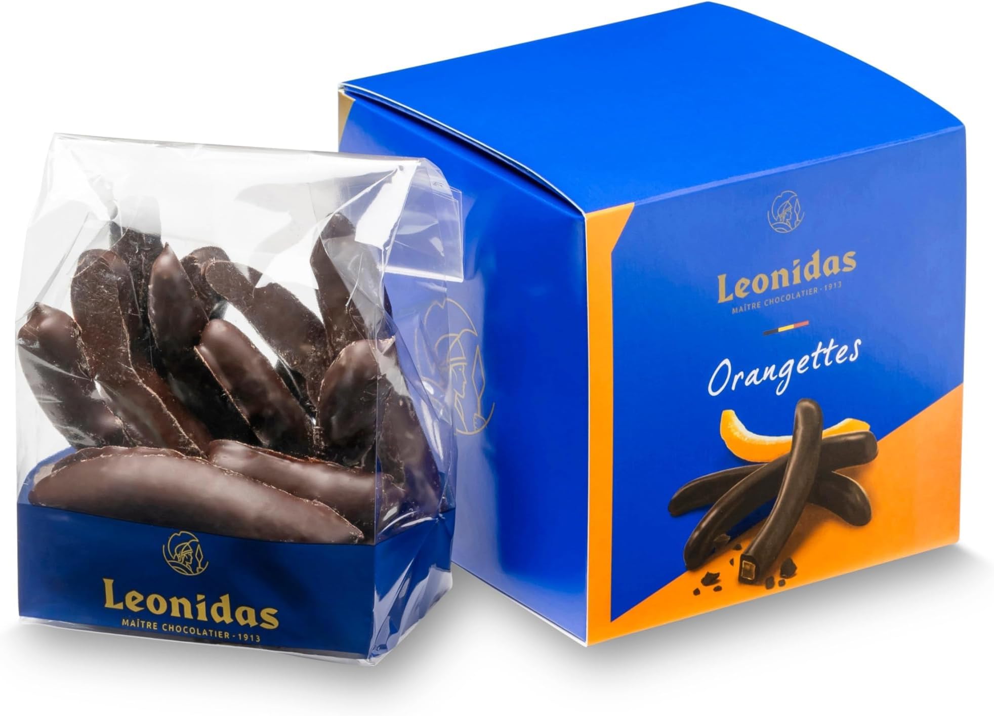 Candied Chocolate Orange Peel Cube (200g) – Belgian Dark Chocolate Orangettes Made Without Gluten | Luxury Candied Orange Strips Coated in Rich Belgian Chocolate | Premium Gift Box