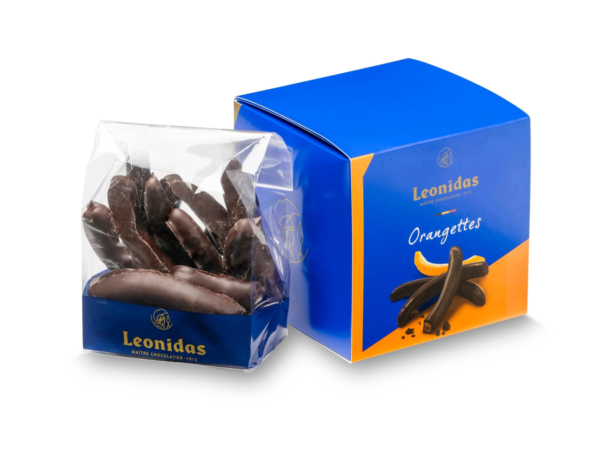 LeonidasCandied Chocolate Orange Peel Cube (200g) – Belgian Dark Chocolate Orangettes Made Without Gluten | Luxury Candied Orange Strips Coated in Rich Belgian Chocolate | Premium Gift Box