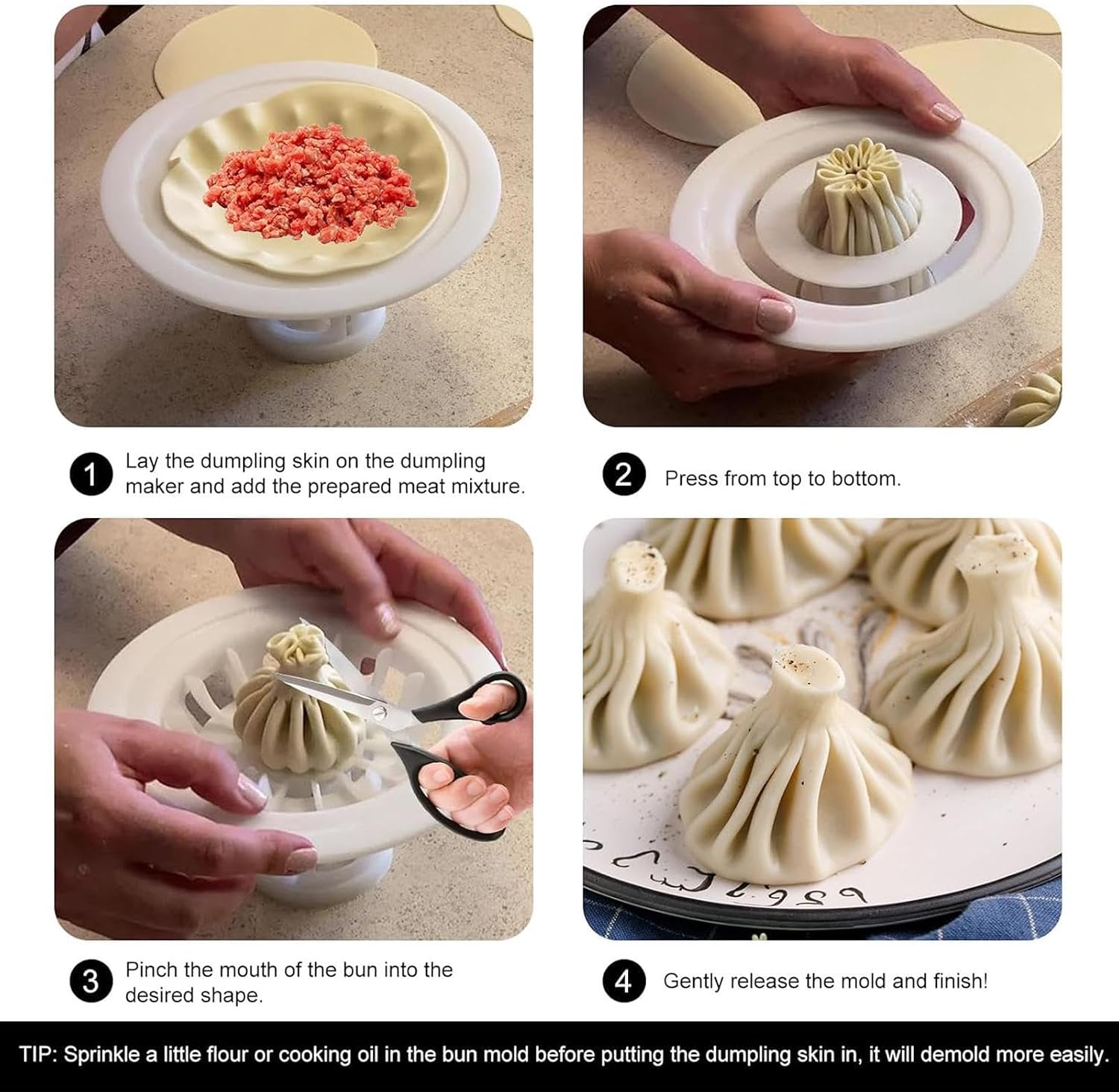 Dumpling Crimper - Steamed Bun Mold, Pasta Stamp, Pie Maker, Manual Kitchen
