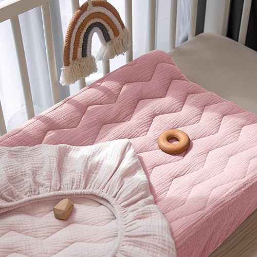 Miniatura 8 de lulumoon Funda de muselina para cambiador Funda acolchada de algodón para cambiador de bebé, sábanas suaves para niños y niñas