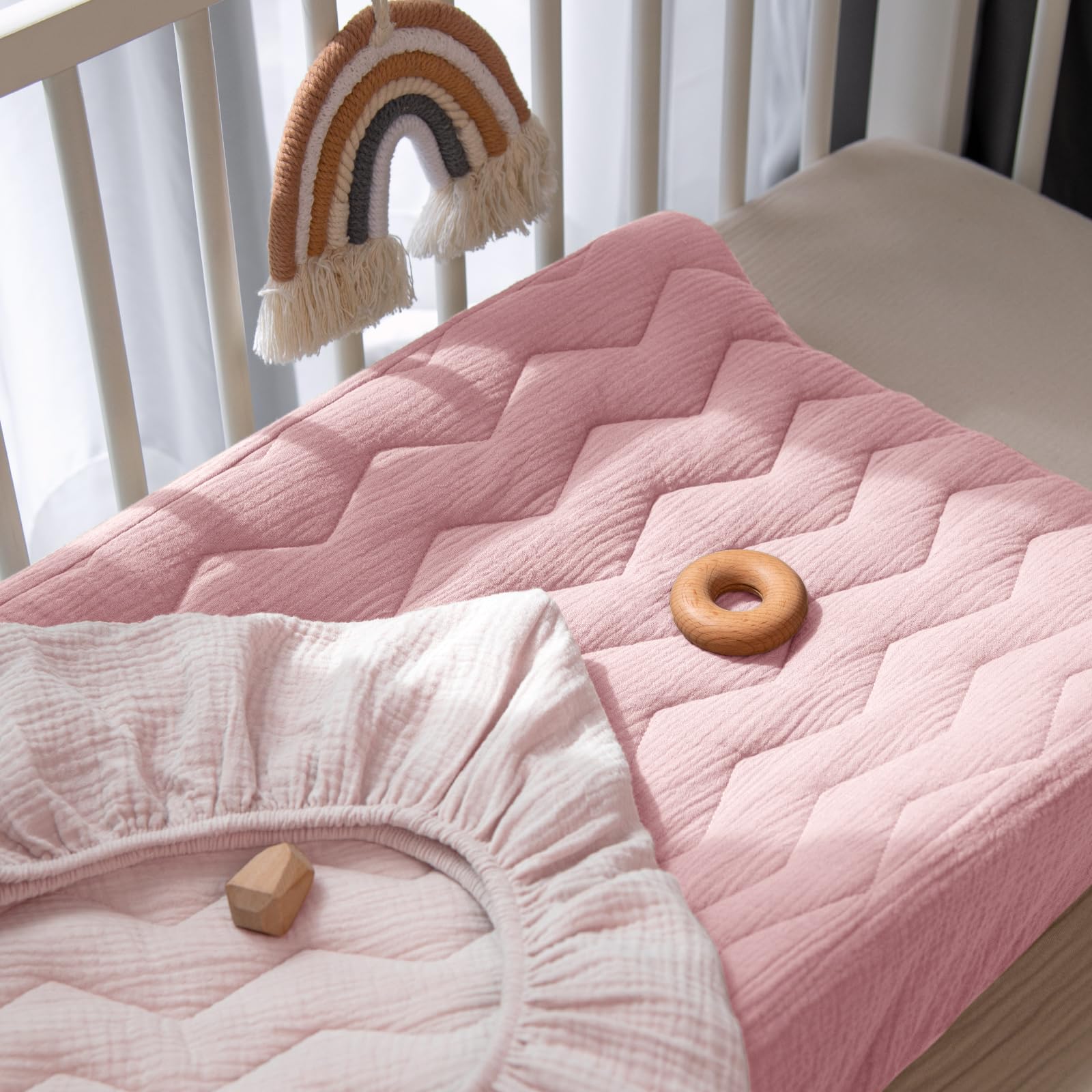 lulumoon Copertura per fasciatoio in mussola, trapuntata, in cotone, morbida, per bambini e bambine