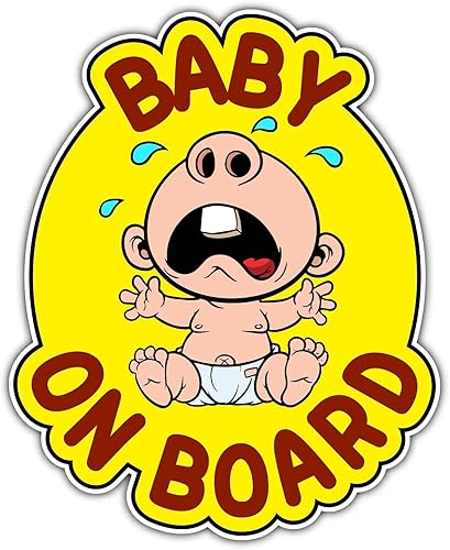 Miniatura 1 de (2unidades) Baby on board Sign Crying del vinilo de seguridadFull Color Impreso(Tamaño 5")para Windows, paredes, Parachoques, computadora portátil,