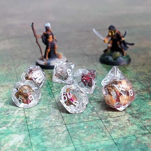 Miniatura 2 de FanRoll - Juego de dados DND de resina de 0.630 in: dados de rosas, dados de juego de rol para Calabozos y Dragones