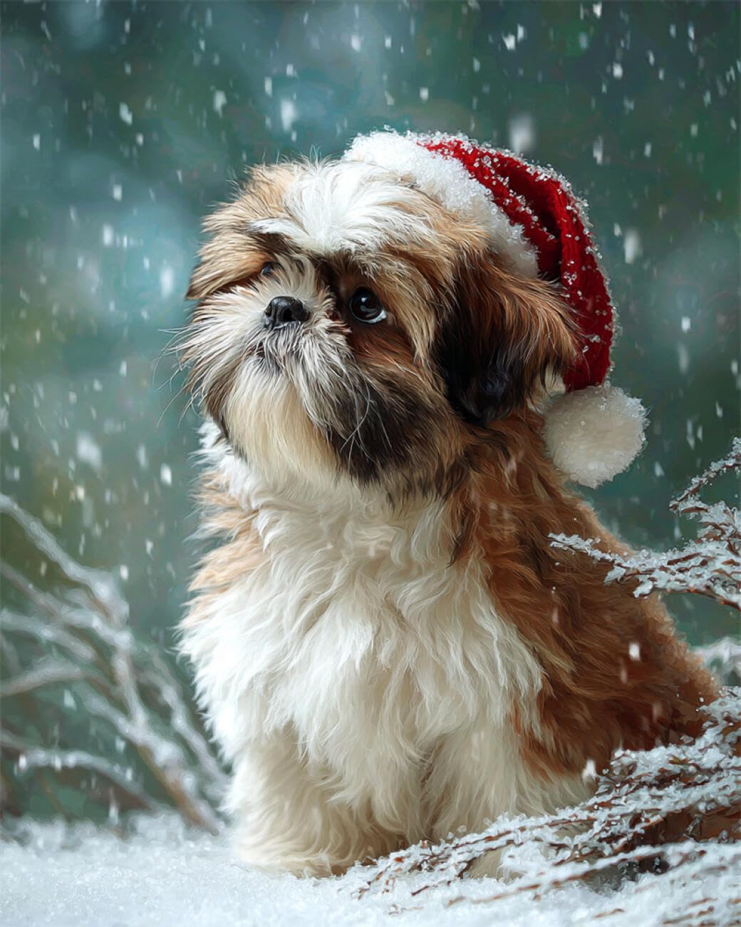 RKFLGEW DIY Bead Embroidery Kit Shih Tzu Portrait 50x70cm