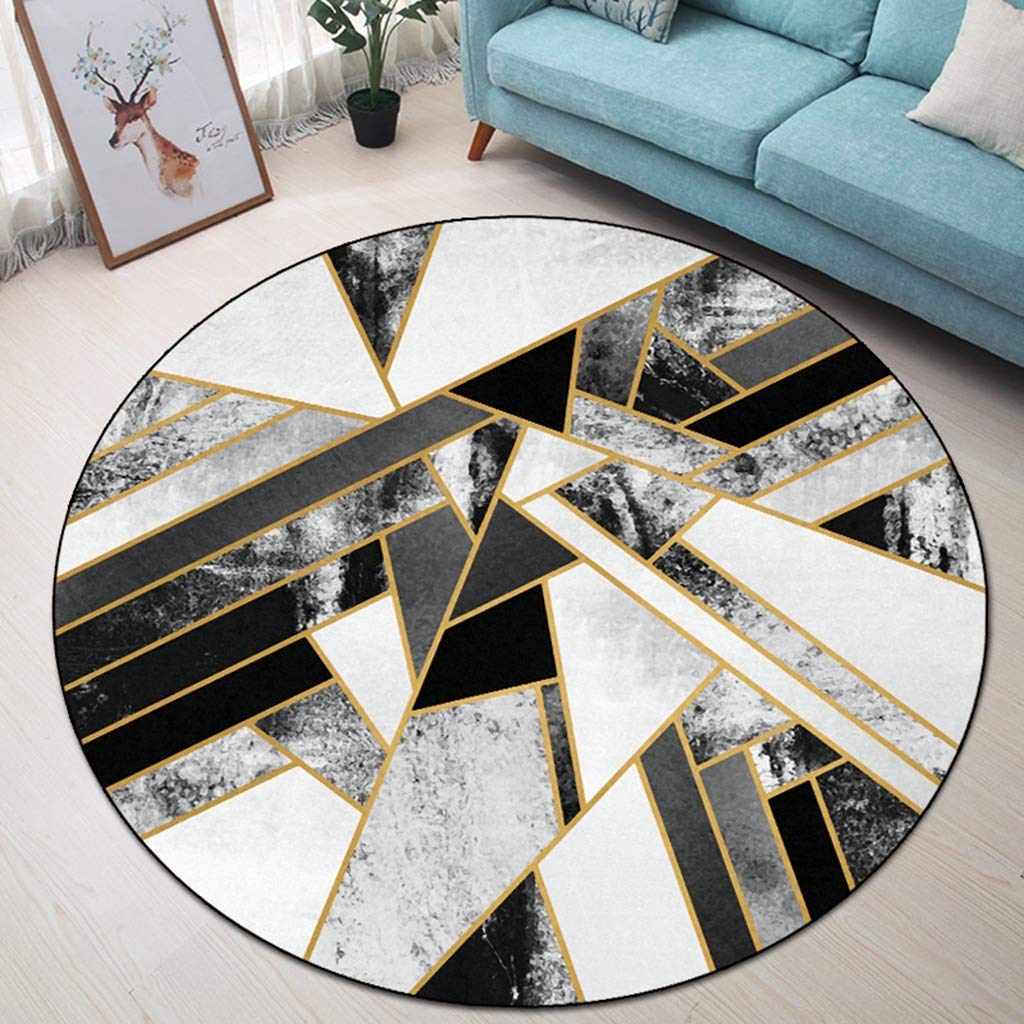 Tapis de sol rond géométrique moderne antidérapant et lavable - 3