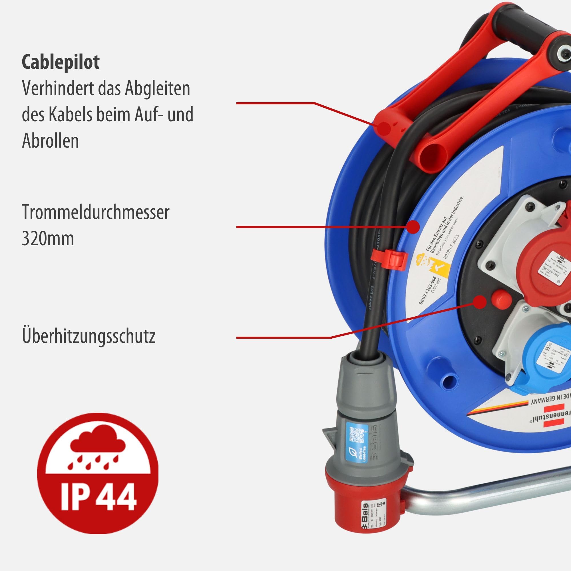 Brennenstuhl Garant CEE IP44 Industrie-/Baustellen-Kabeltrommel 30m