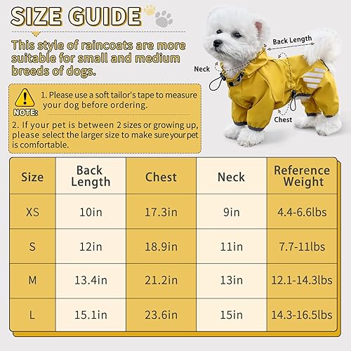 Miniatura 5 de Impermeable para perro, Chaqueta impermeable para perro con capucha, abrigo impermeable para perro con agujero para correa, correa reflectante para