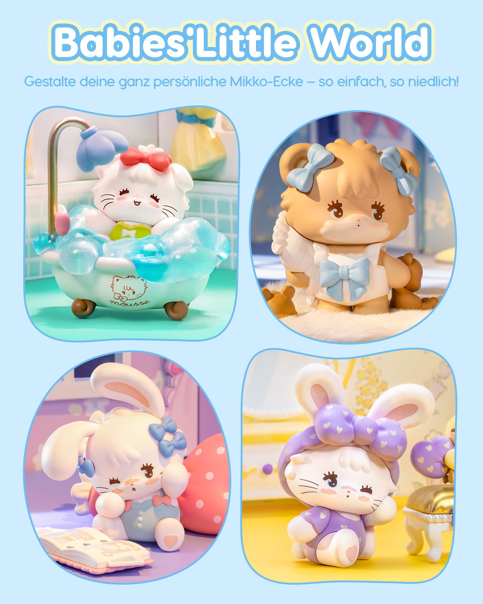 Rolife Blind Box Mikko Babies' Little World Serie, Blind Box Figuren im baubaren Räumen, Aesthetic Zimmer Deko, Überraschungsgeschenk Geburtstag Weihnachten für Teenager Mädchen & Frauen (Einzelbox)