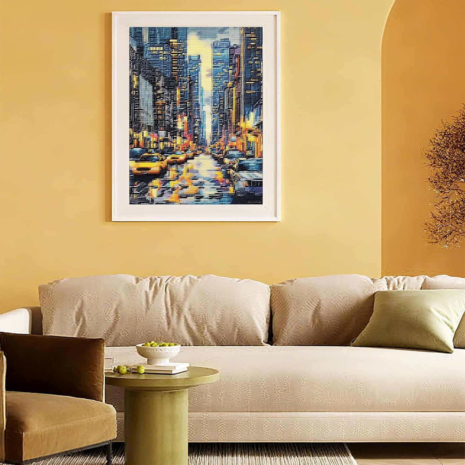 MIJVFNB Cityscape Counted Cross Stitch Kits, New York Street View, Elegant Embroidery Set - Complete with Tools and Instructions, Perfect for Craft Lovers and Home Decor 11CT, 12x16 inch