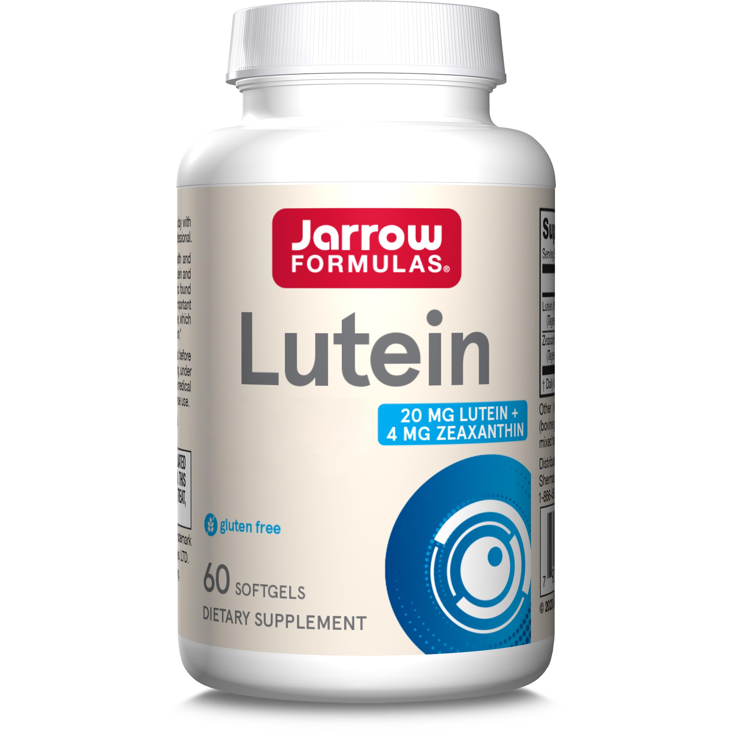 Jarrow Formulas, Lutein, 60 glutenfreie Softgels, 20mg Lutein je Dosis, Sojafrei, GMO frei, Geschmacksneutral